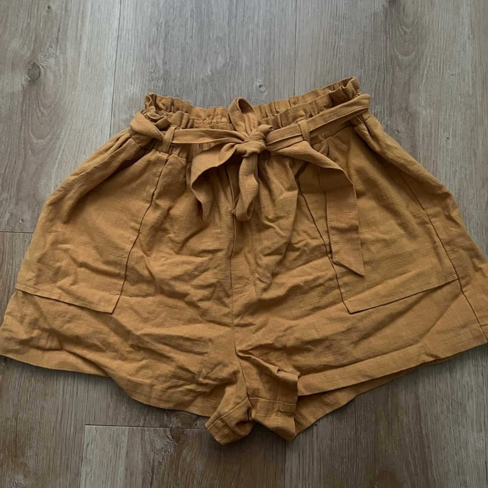 Women's Mustard Yellow Shorts with Tie Waist